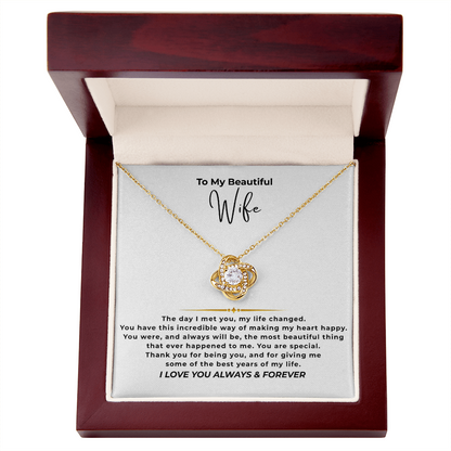 To My Beautiful Wife Interlocking Hearts Necklace