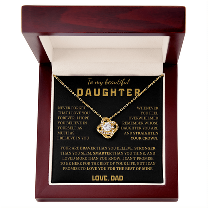 To My Daughter Love Knot Necklace