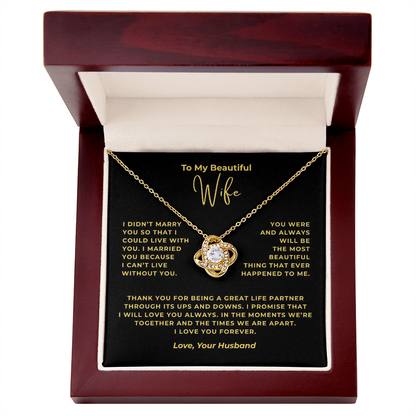 To My Beautiful Wife Interlocking Hearts Necklace
