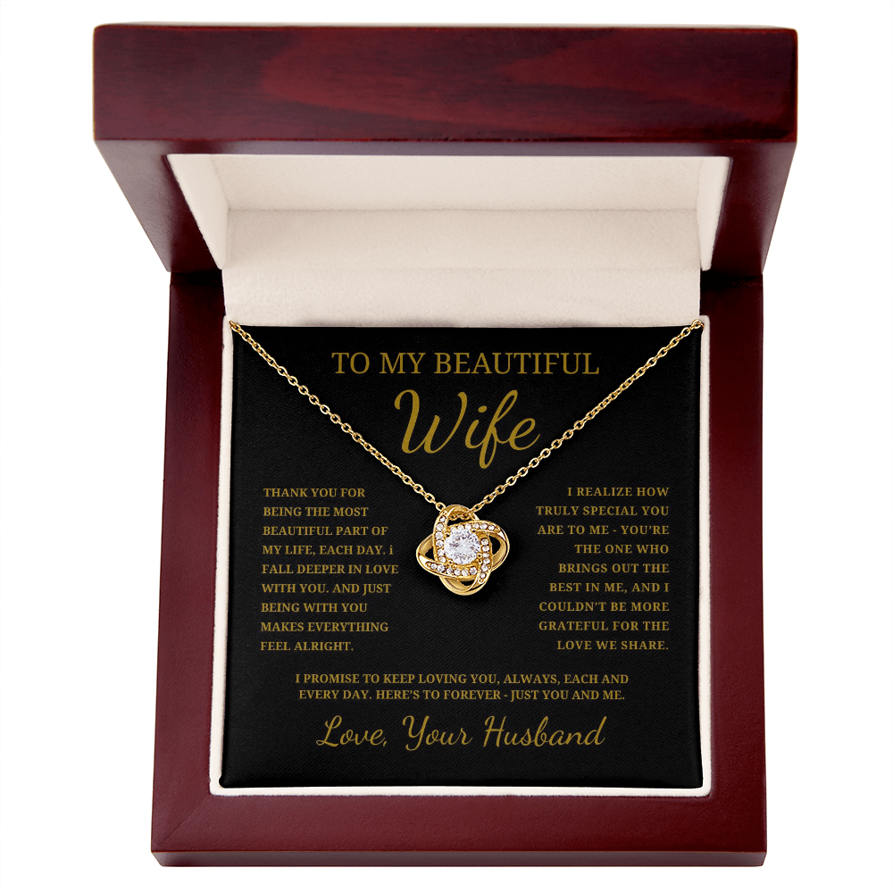 To My Beautiful Wife Love Knot Necklace
