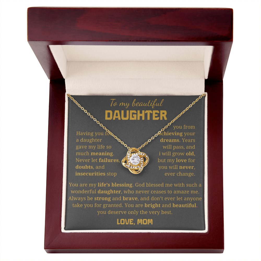 To My Daughter Love Knot Necklace