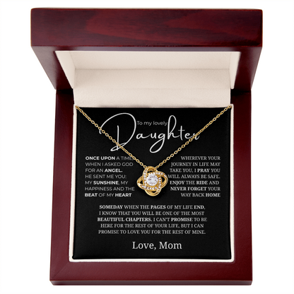 To My Daughter Love Knot Necklace