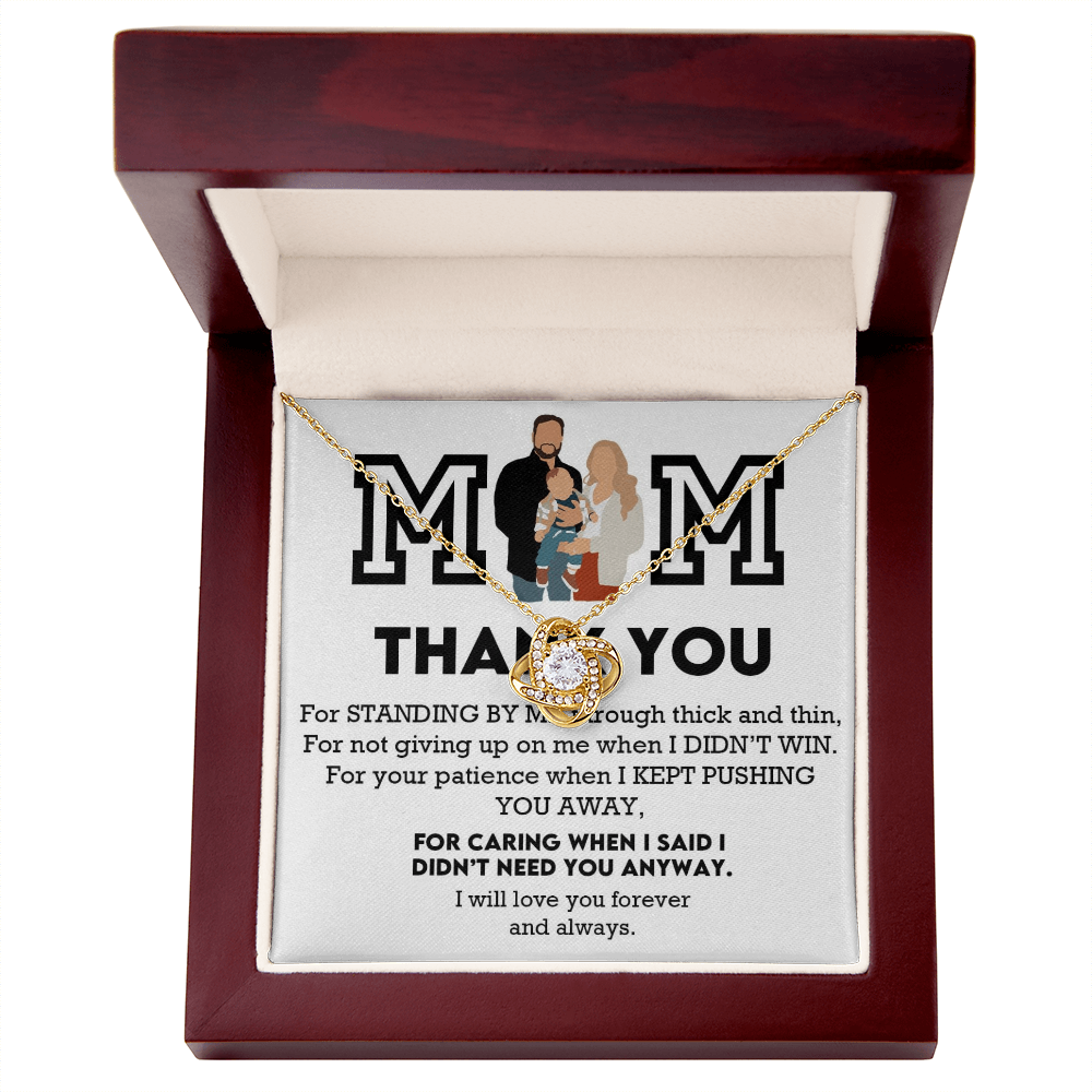 Mom Thank You Love Knot Necklace