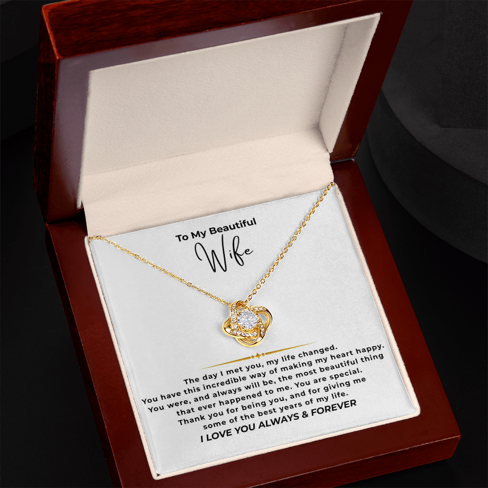 To My Beautiful Wife Interlocking Hearts Necklace