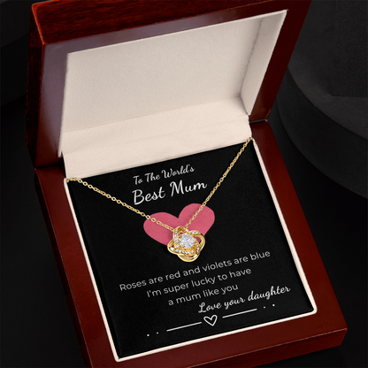 To The World's Best Mom Love Knot Necklace