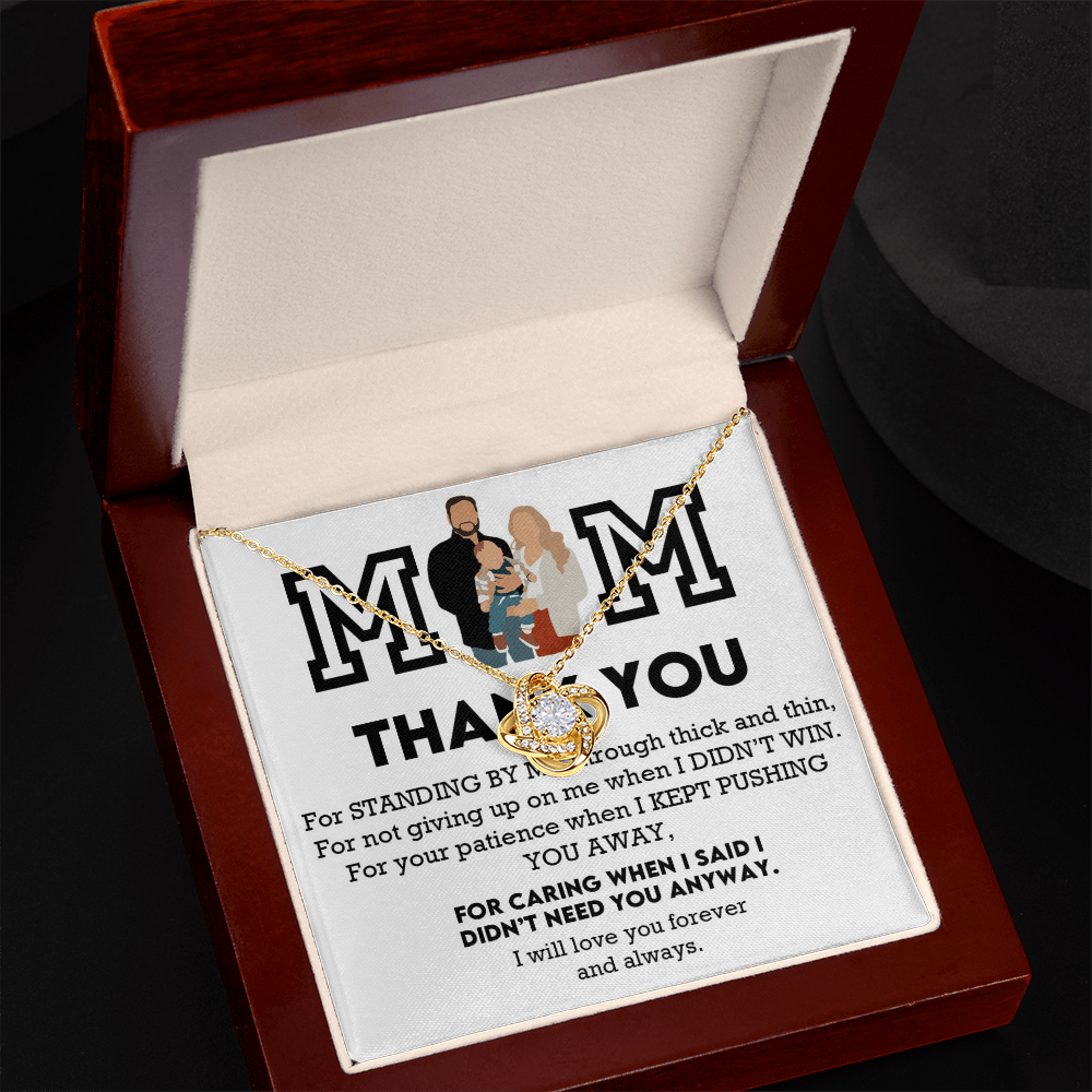 Mom Thank You Love Knot Necklace