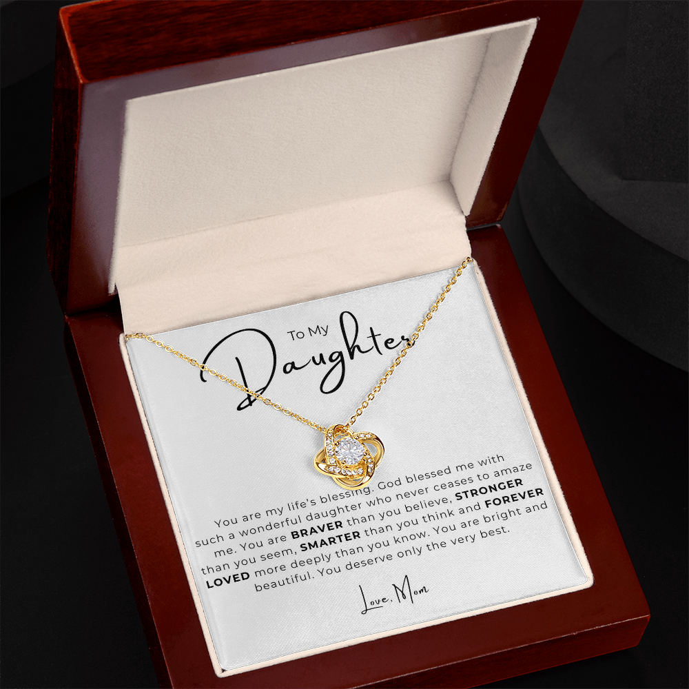 To My Daughter Love Knot Necklace