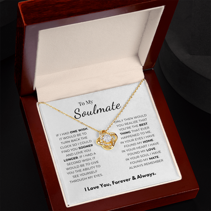 To My Soulmate Love Knot Necklace