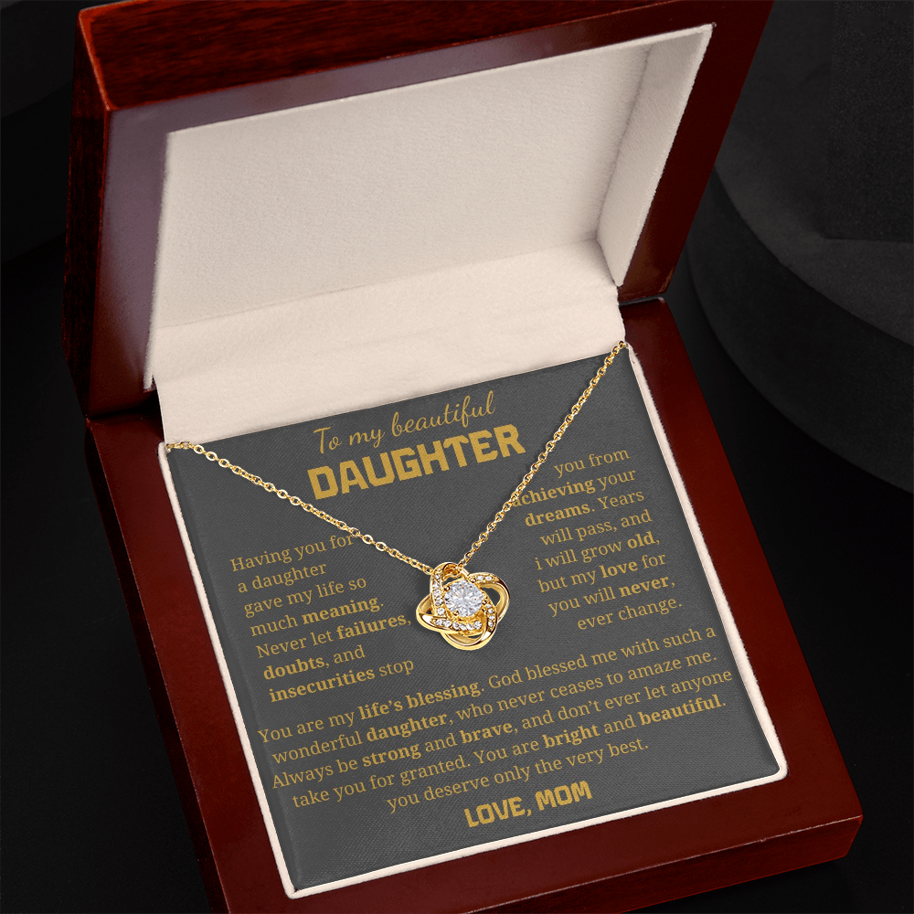 To My Daughter Love Knot Necklace