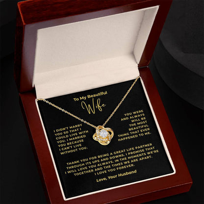 To My Beautiful Wife Interlocking Hearts Necklace