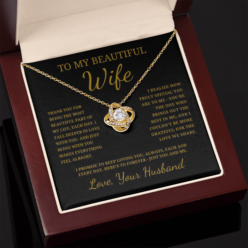 To My Beautiful Wife Love Knot Necklace