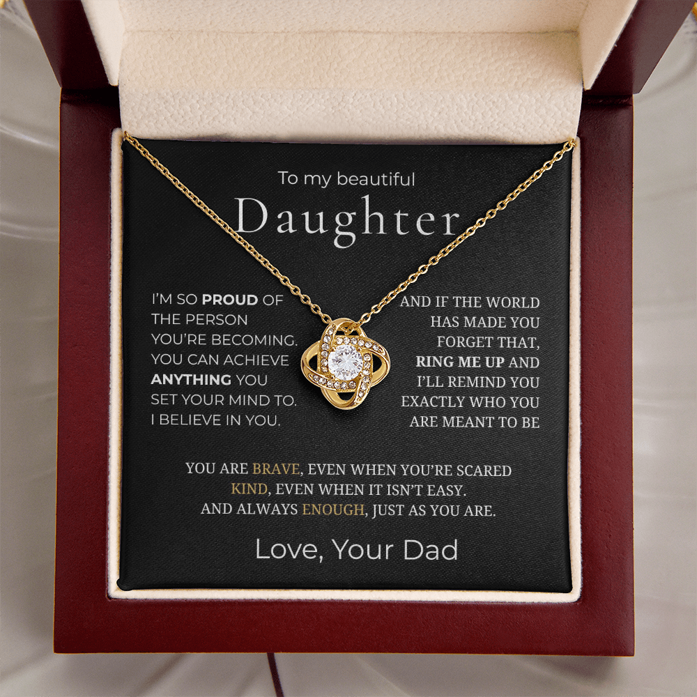 To My Daughter Love Knot Necklace