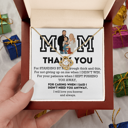 Mom Thank You Love Knot Necklace
