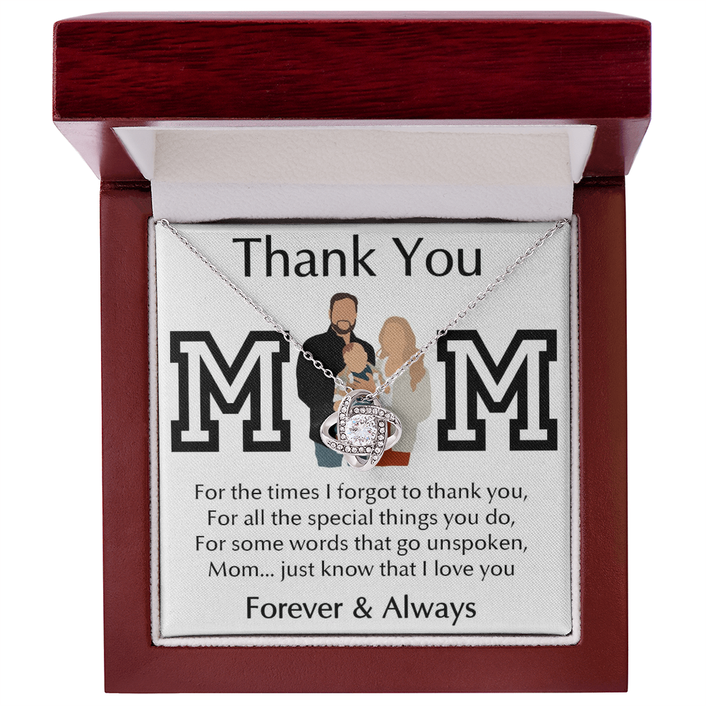 Thank You Mom Love Knot Necklace