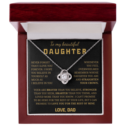 To My Daughter Love Knot Necklace