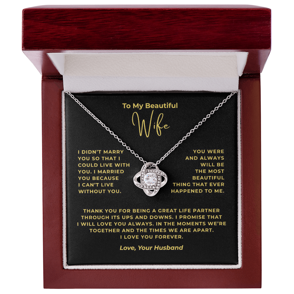 To My Beautiful Wife Interlocking Hearts Necklace