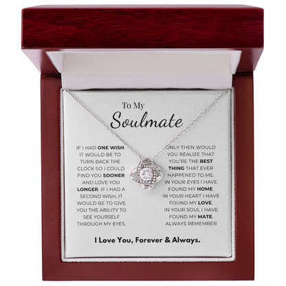 To My Soulmate Love Knot Necklace