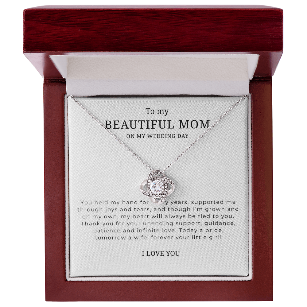 To My Beautiful Mom On My Wedding Day Interlocking Hearts Necklace