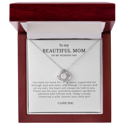 To My Beautiful Mom On My Wedding Day Interlocking Hearts Necklace