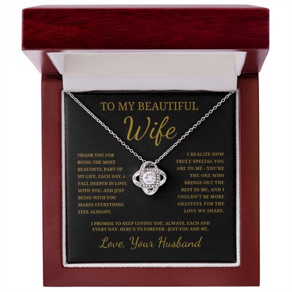 To My Beautiful Wife Love Knot Necklace