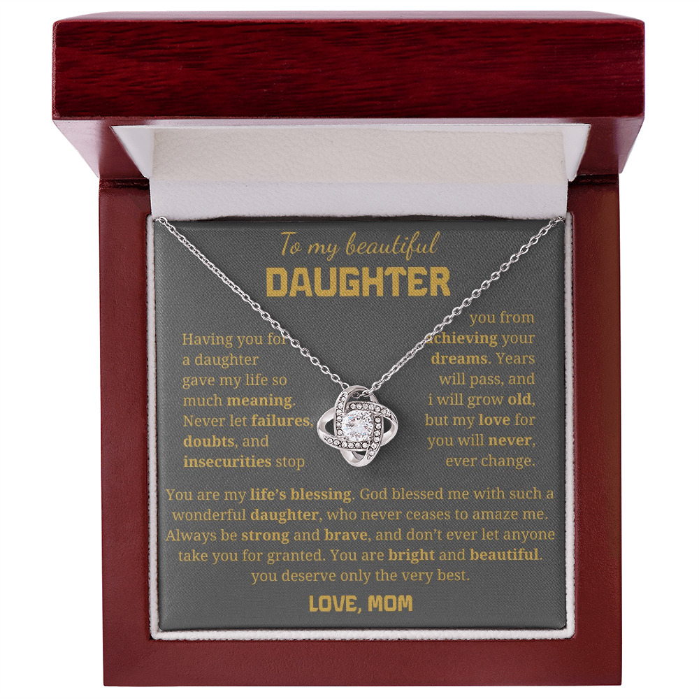 To My Daughter Love Knot Necklace