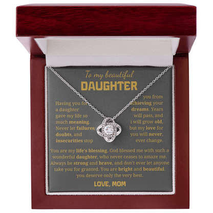 To My Daughter Love Knot Necklace