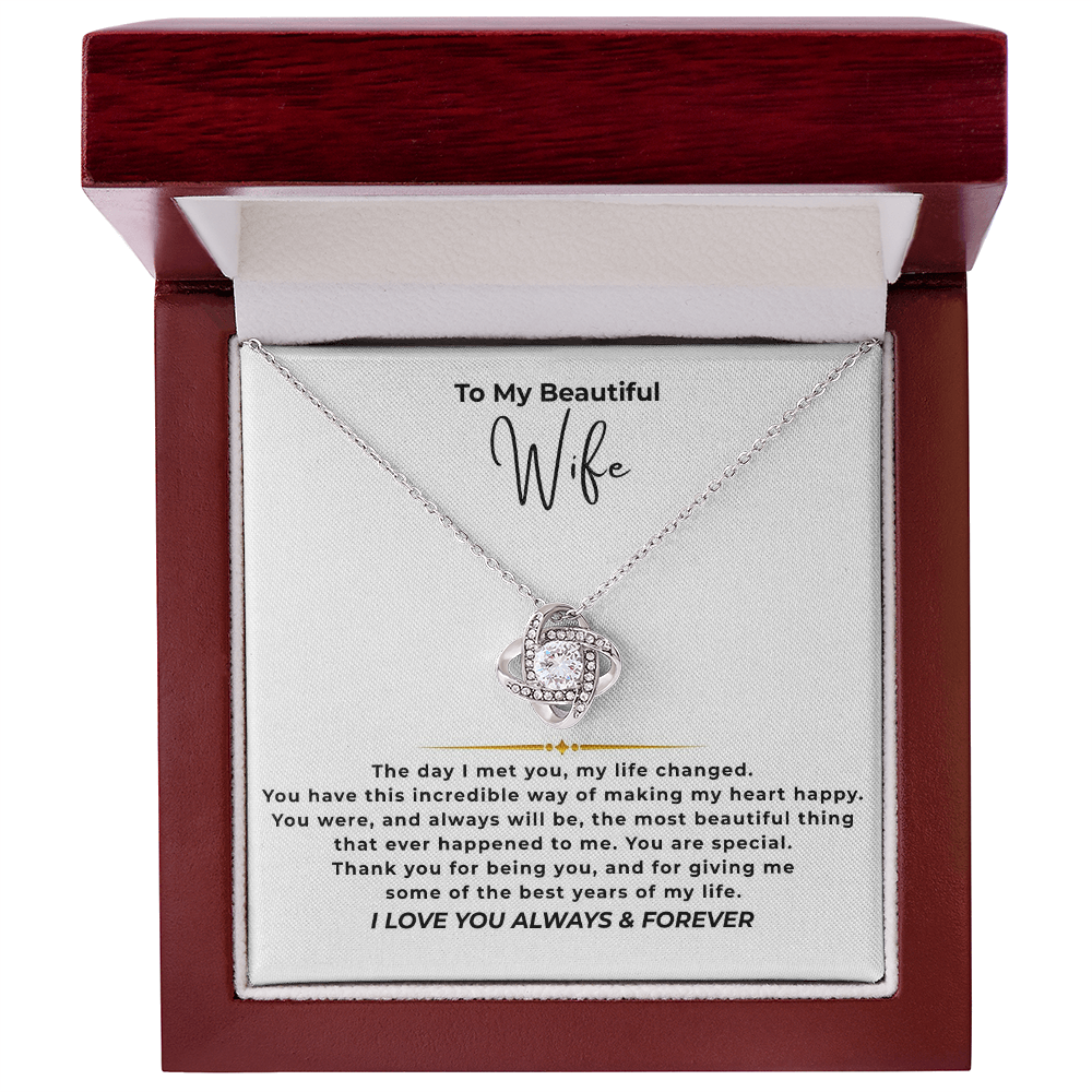 To My Beautiful Wife Interlocking Hearts Necklace