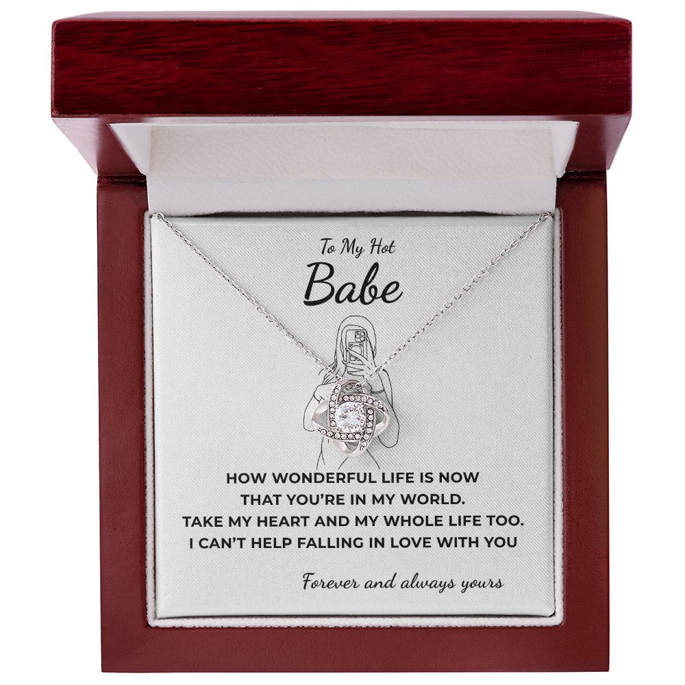 To My Hot Babe Love Knot Necklace