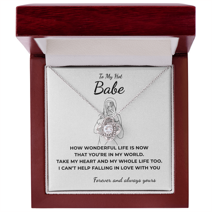To My Hot Babe Love Knot Necklace
