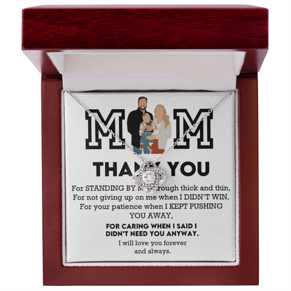 Mom Thank You Love Knot Necklace