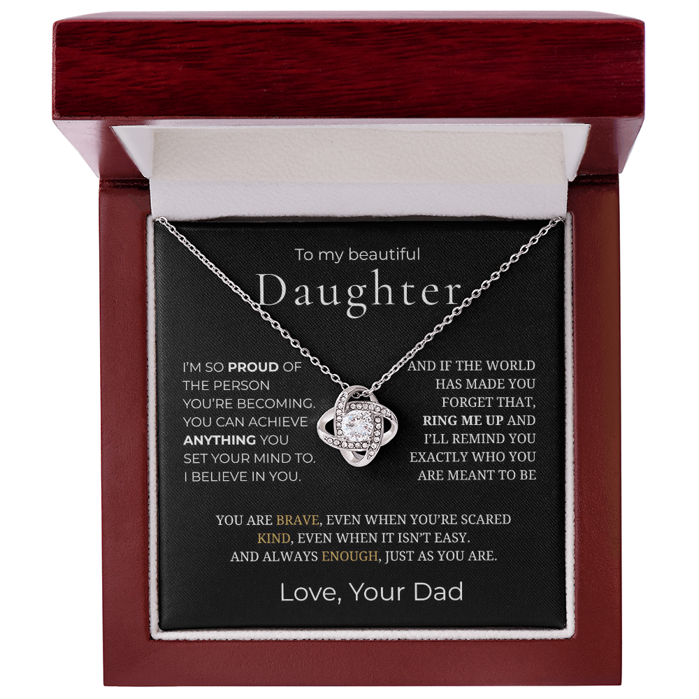 To My Daughter Love Knot Necklace
