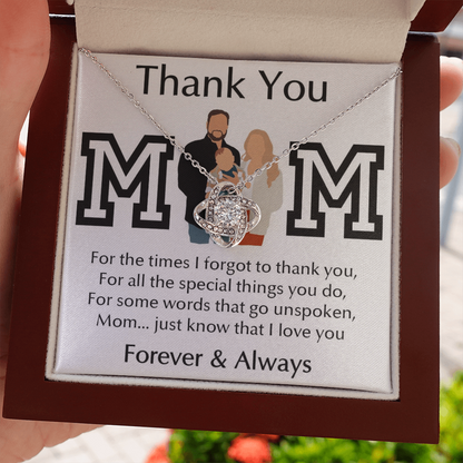 Thank You Mom Love Knot Necklace