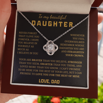 To My Daughter Love Knot Necklace