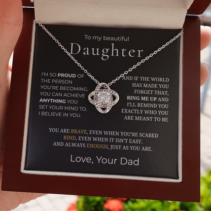 To My Daughter Love Knot Necklace