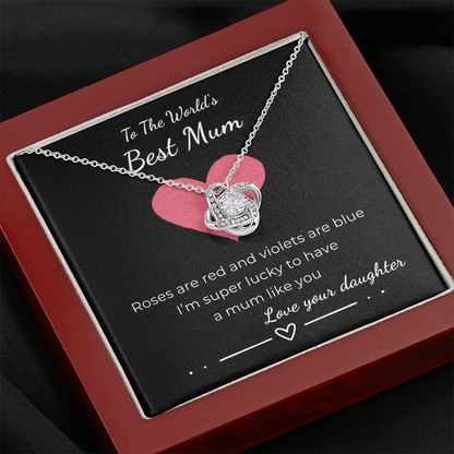 To The World's Best Mom Love Knot Necklace
