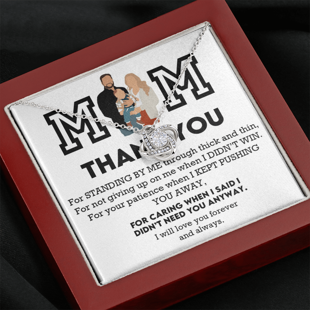 Mom Thank You Love Knot Necklace