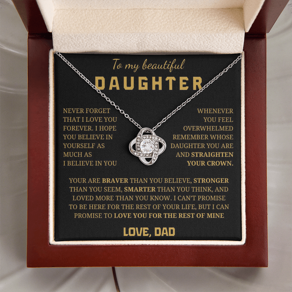 To My Daughter Love Knot Necklace