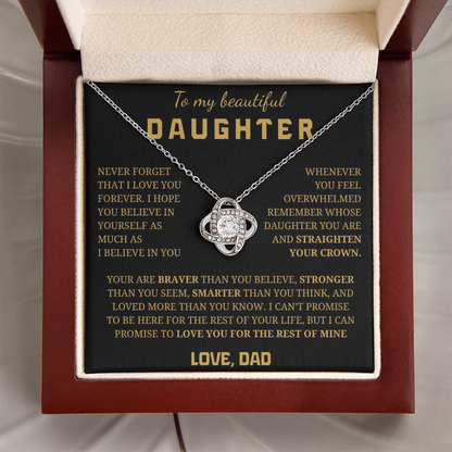 To My Daughter Love Knot Necklace