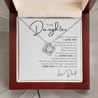 To My Daughter Love Knot Necklace