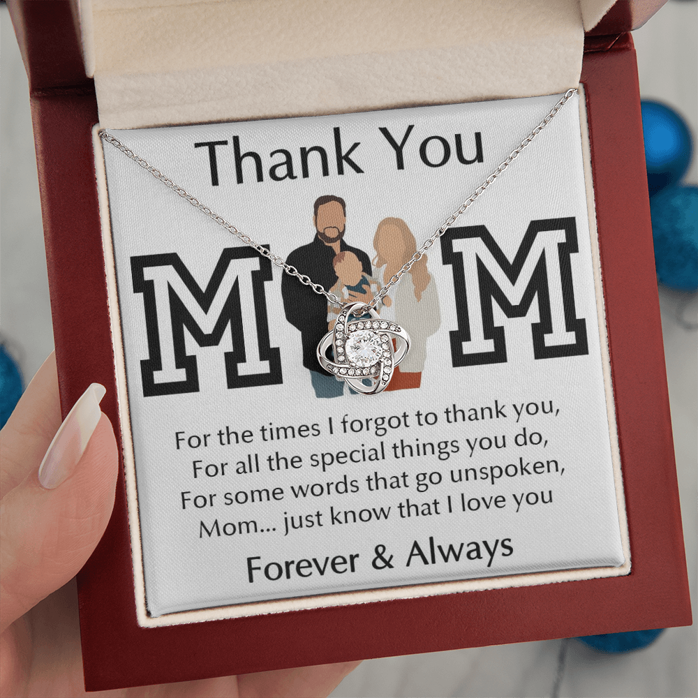 Thank You Mom Love Knot Necklace
