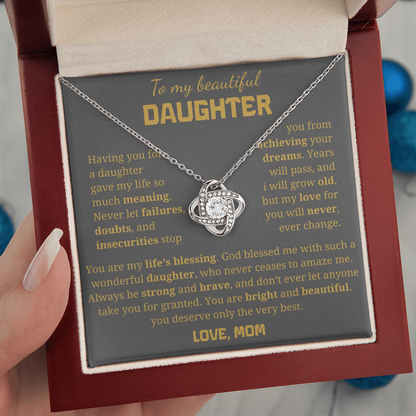 To My Daughter Love Knot Necklace