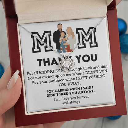 Mom Thank You Love Knot Necklace