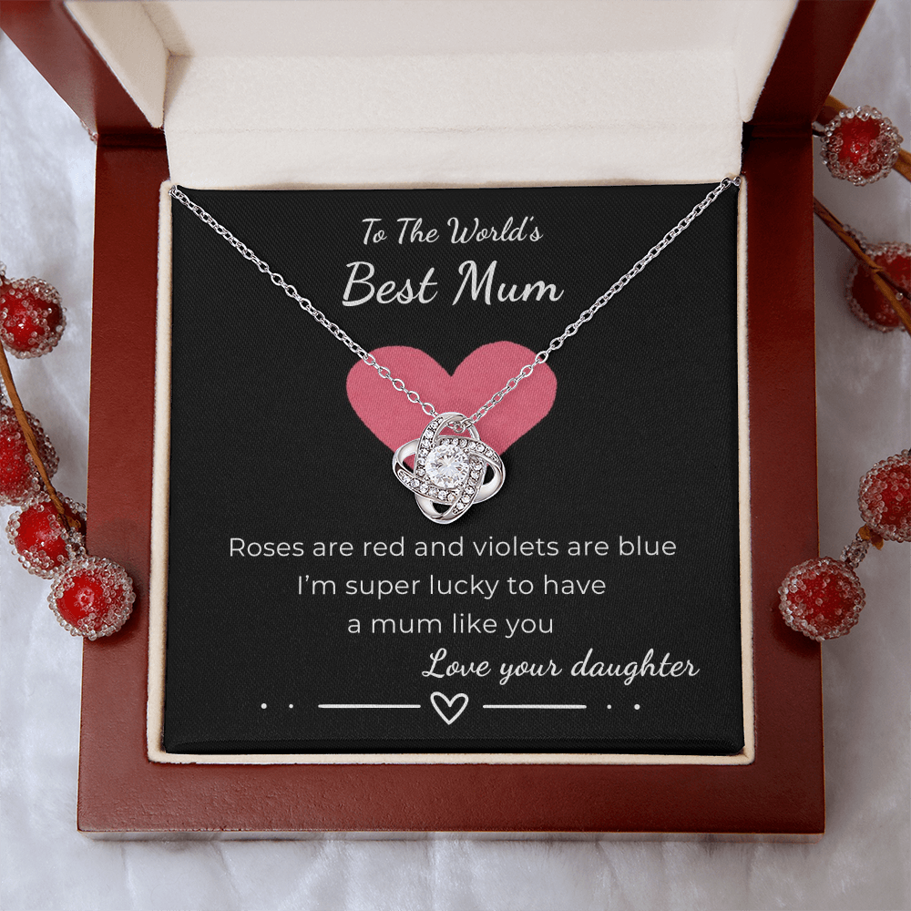 To The World's Best Mom Love Knot Necklace