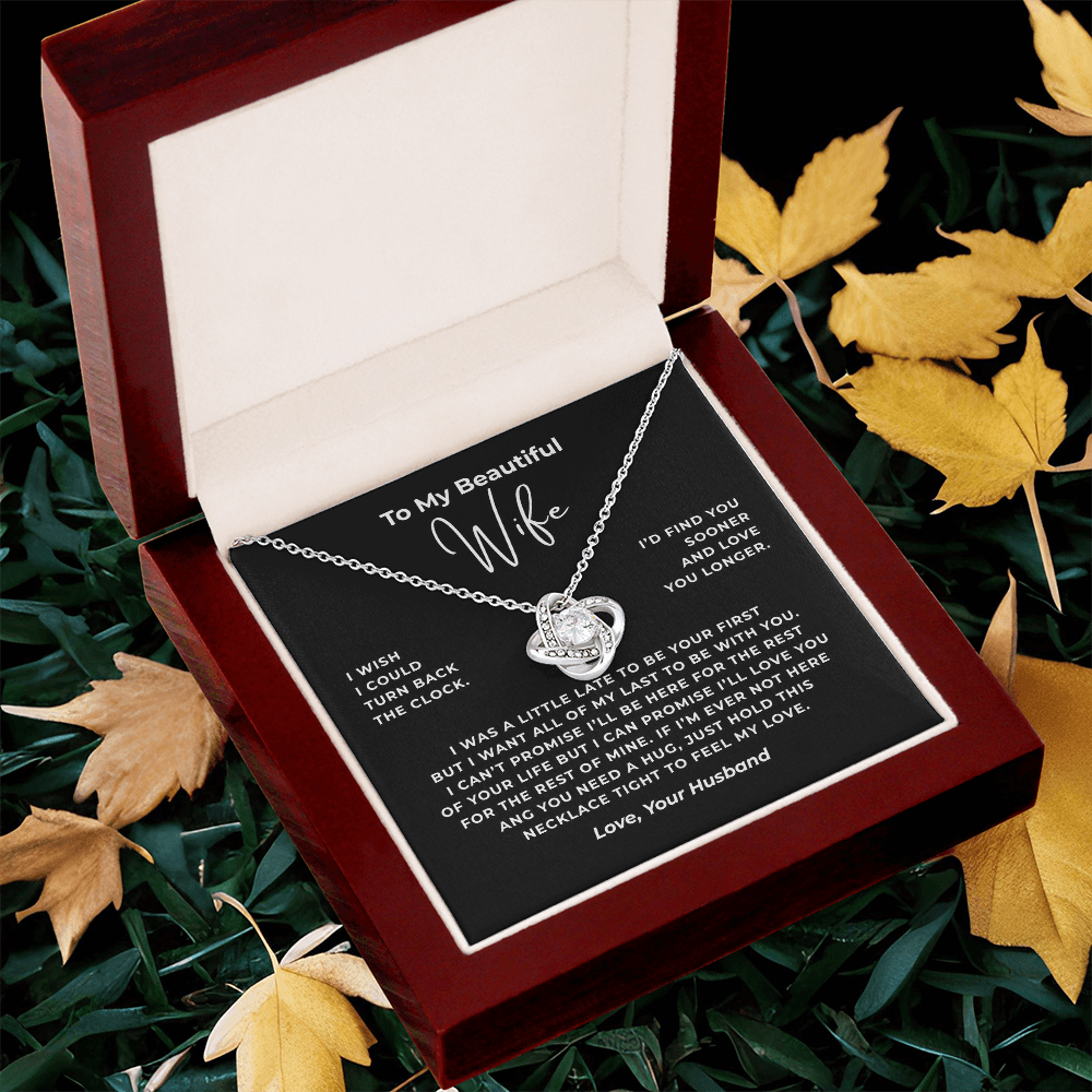 To My Beautiful Wife Interlocking Hearts Necklace