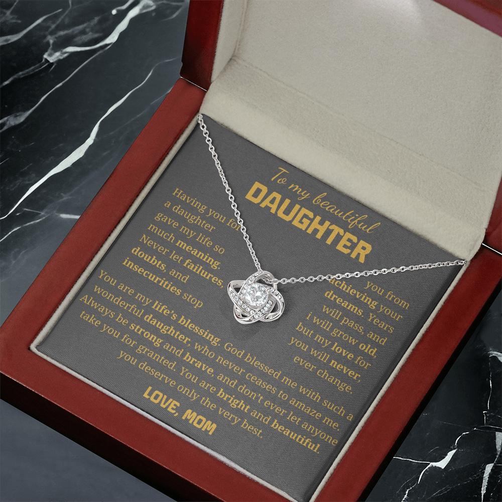 To My Daughter Love Knot Necklace