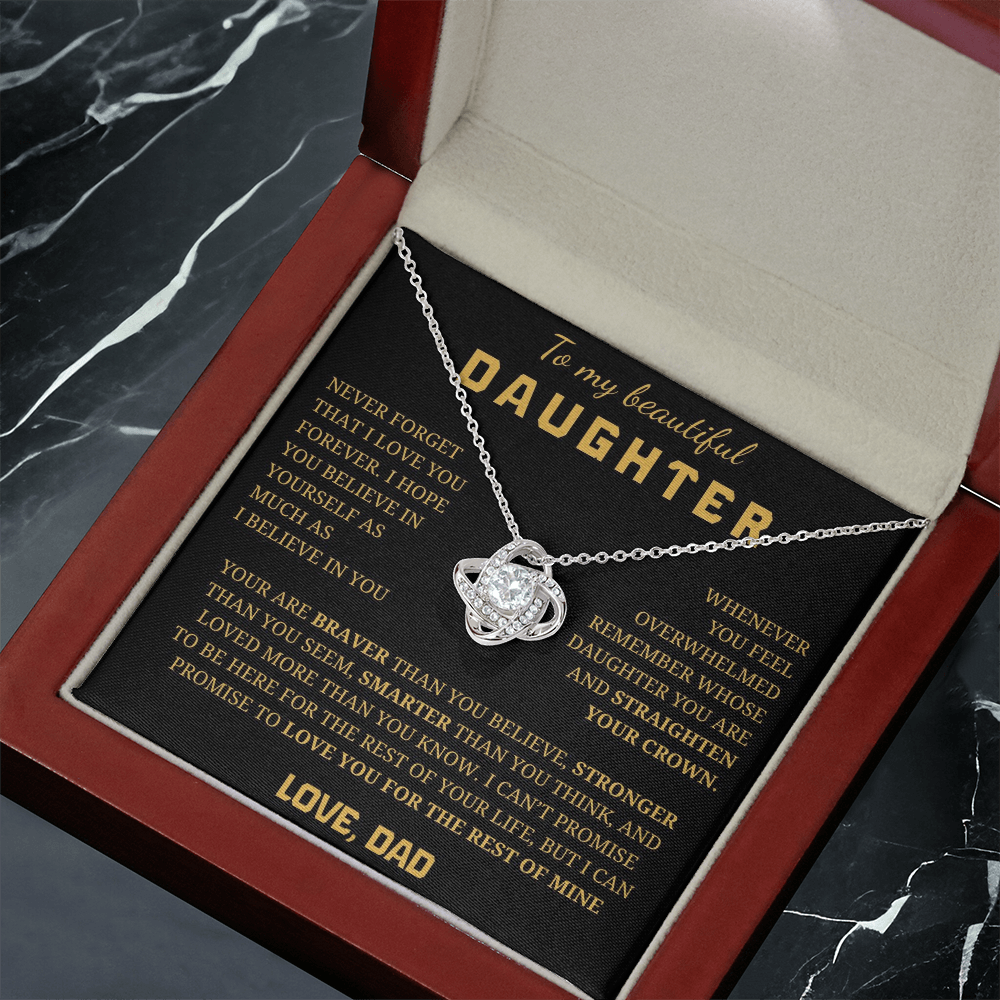 To My Daughter Love Knot Necklace