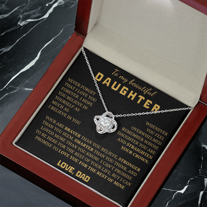 To My Daughter Love Knot Necklace