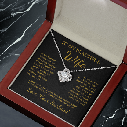 To My Beautiful Wife Love Knot Necklace