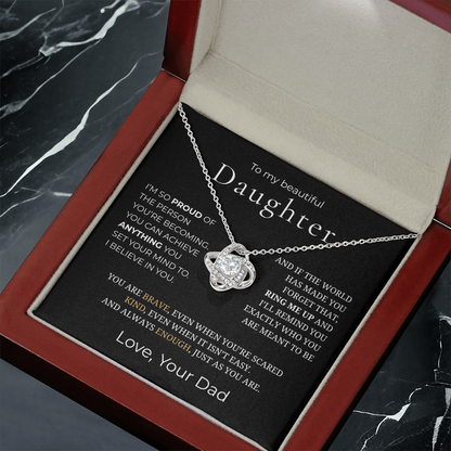 To My Daughter Love Knot Necklace