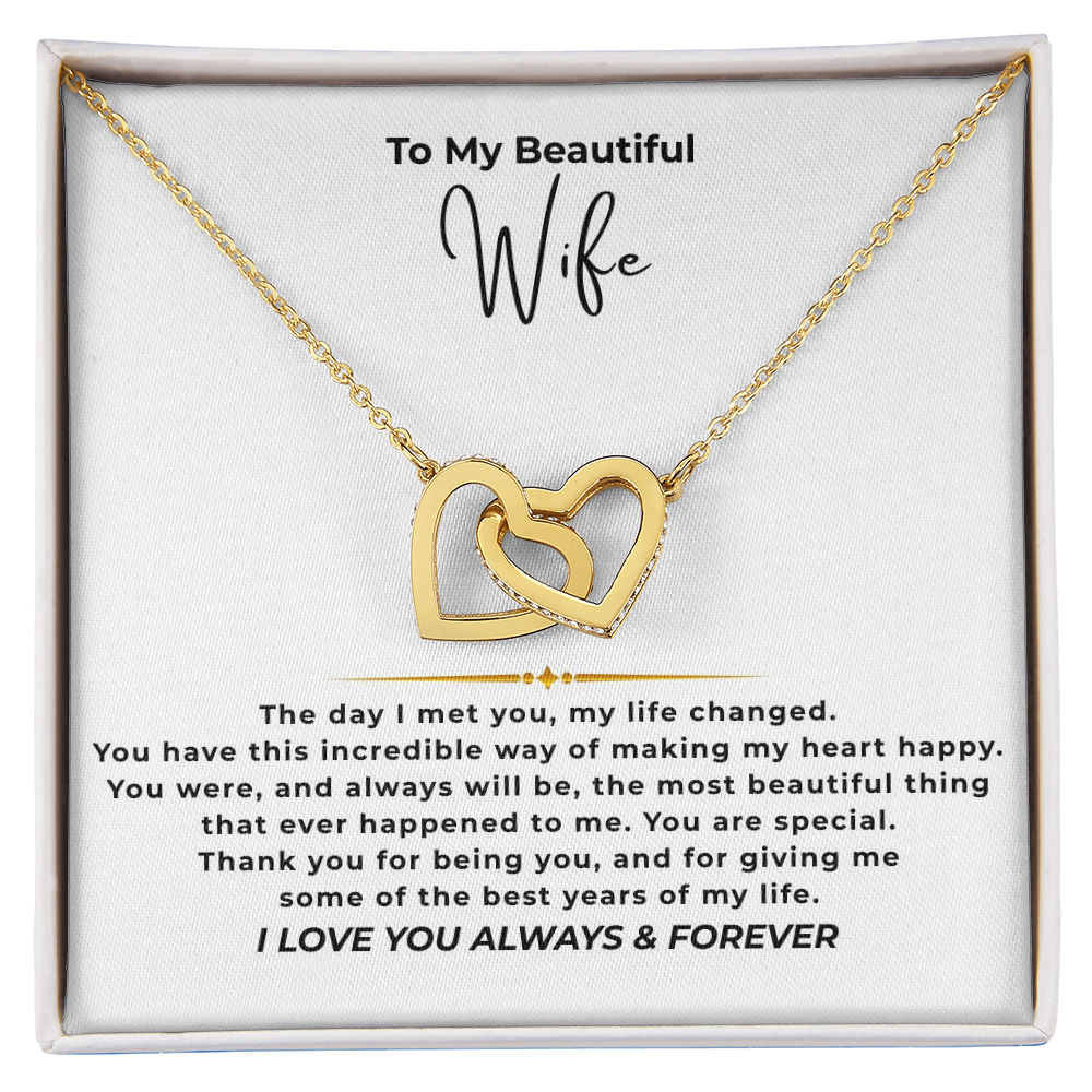 To My Beautiful Wife Interlocking Hearts Necklace